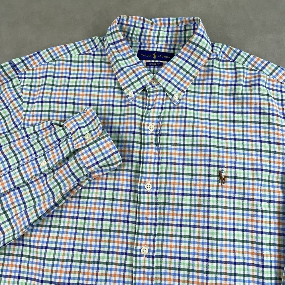 Polo Ralph Lauren Shirt Men XL Gingham Check Multicolor Button Down Classic Fit